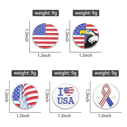 American Flag Statue of Liberty Round Enamel Pin