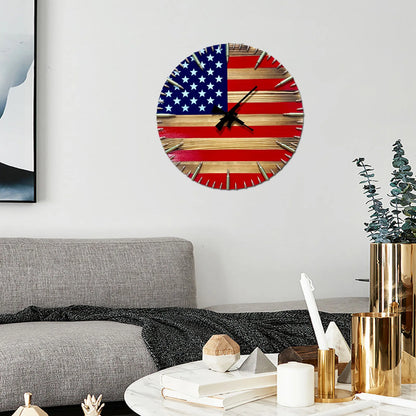 American Flag Wooden Wall Clock