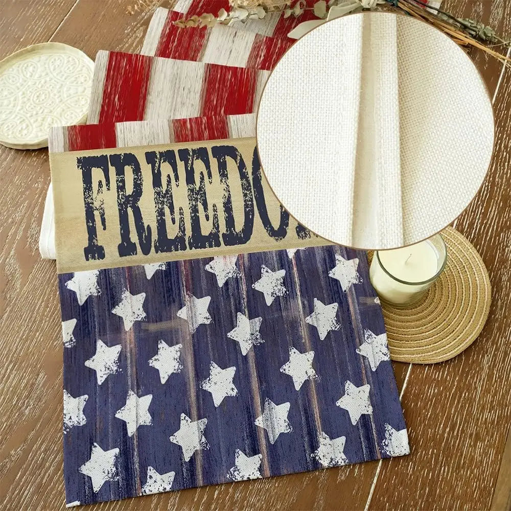 4th of July Freedom Linen Table Runner