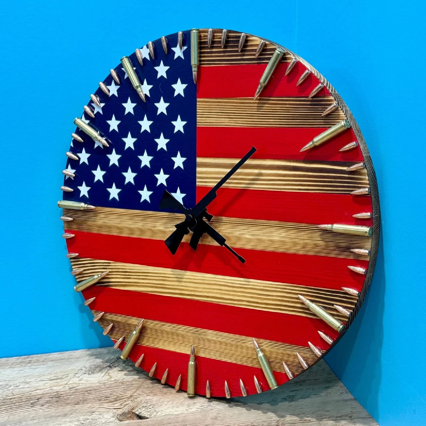 American Flag Wooden Wall Clock