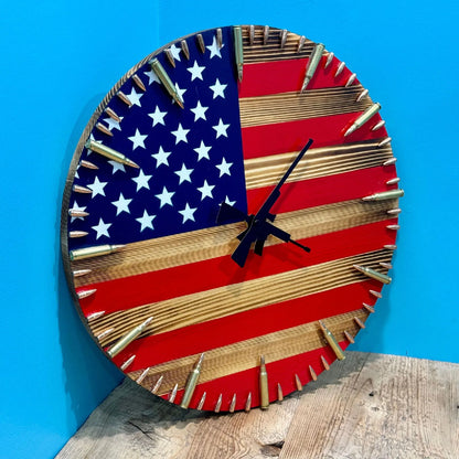 American Flag Wooden Wall Clock